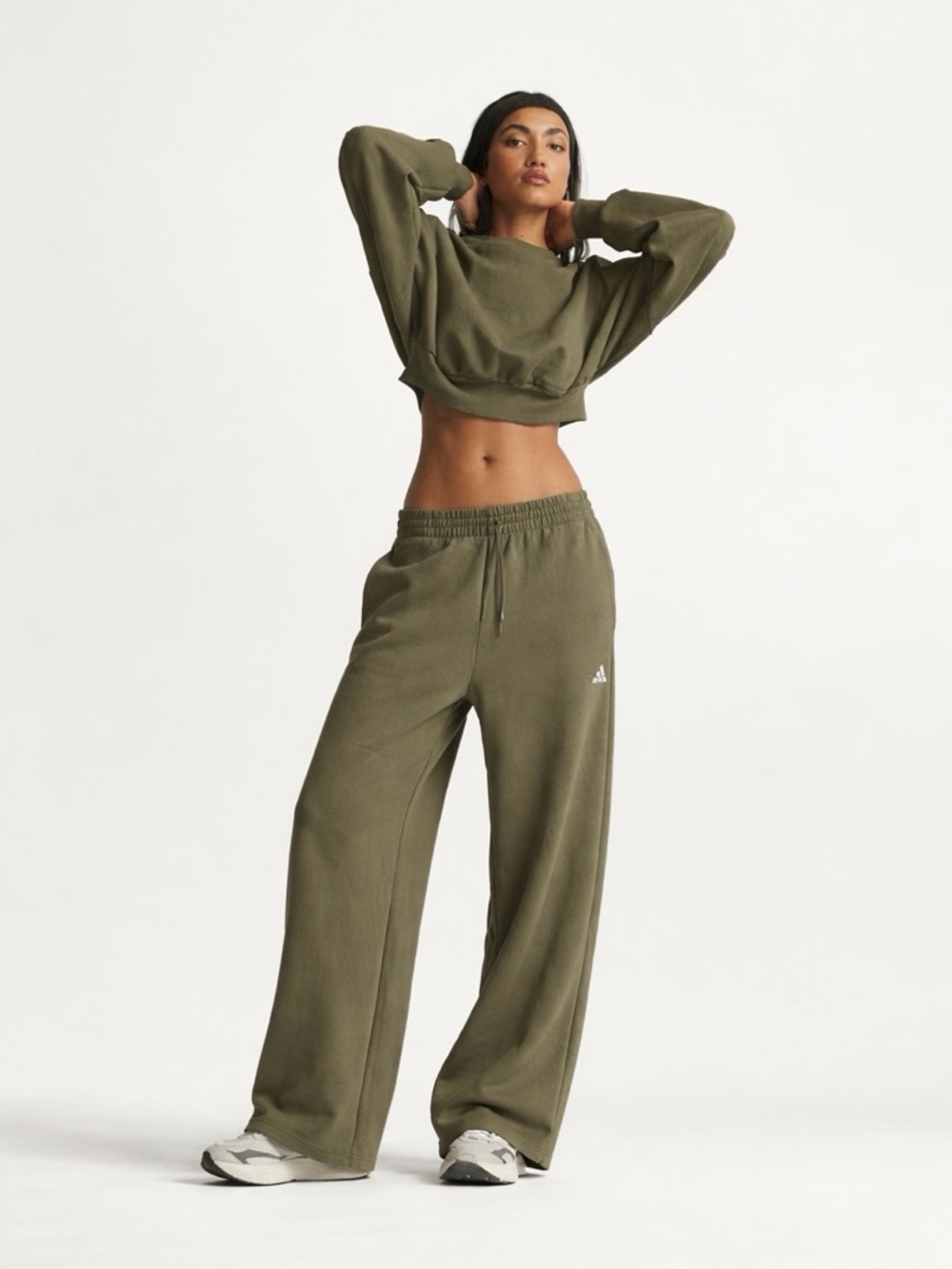adidas Olive Wide-Leg Sweatpants